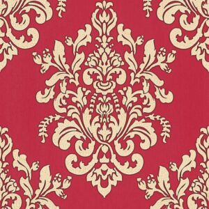 Bricoflor Rote Barock Tapete Elegante Vlies Barocktapete in Rot Weiß für Schlafzimmer und Esszimmer Ornament Wandtapete mit Vinyl Abwaschbar