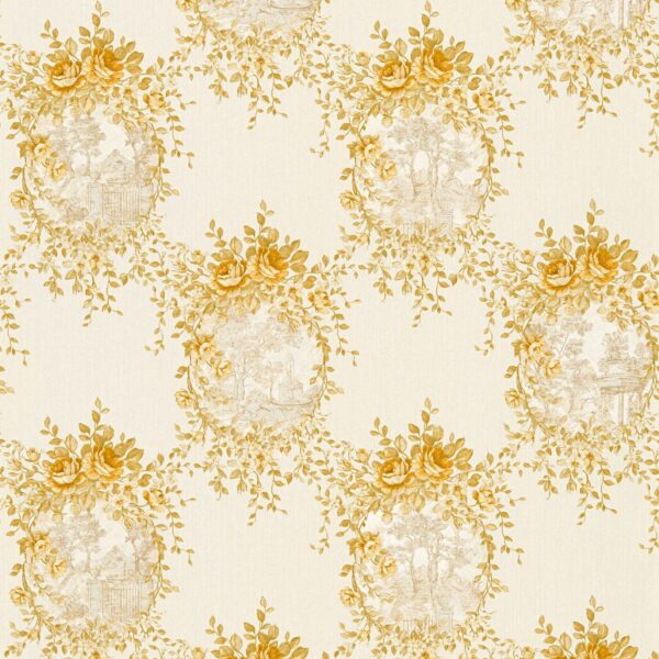 Tadessi Tapete Blumen Florentin M1 No 2518 Vliestapete Gold Beige Floral Klassik