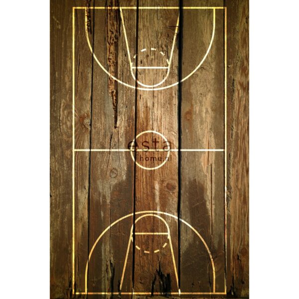 ESTAhome Fototapete Basketballfeld Braun 186 cm x 2