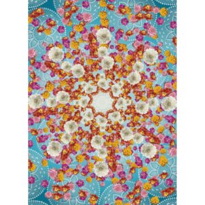 Sanders & Sanders Fototapete Kaleidoskopblumen Blau Rosa und Gelb 184 x 254 cm 612301