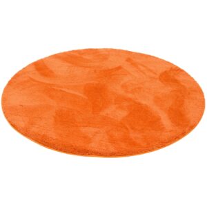 Pergamon Luxus Super Soft Hochflor Teppich Silky Rund Orange 120x120cm