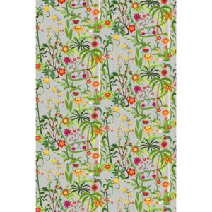 Walls4You Fototapete Tropische Blumen Grau und Mehrfarbig 53 cm x 3 m 640100